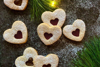 Linzer cookies med hindbær